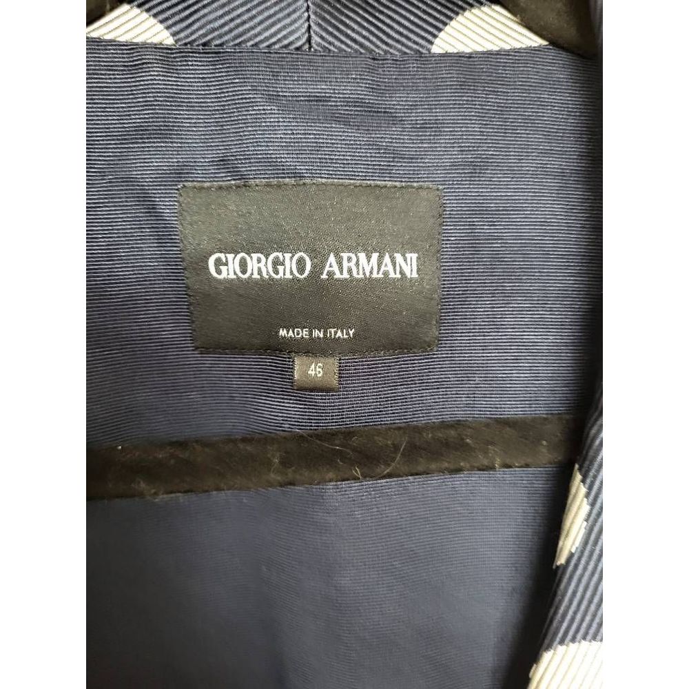 Giorgio Armani Womens Suit Jacket Blazer Blue Polka Dot Long Sleeve Pockets 46 - Picture 6 of 10